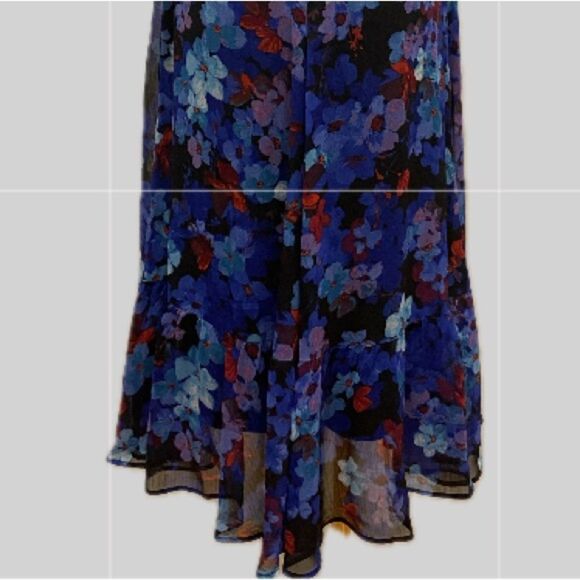 Calvin Klein NWOT Faux Wrapped Asymmetrical Flutter Sleeves Floral Dress 2P - Picture 6 of 9